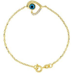 Gold Plated Heart Evil Blue Eye Bracelet